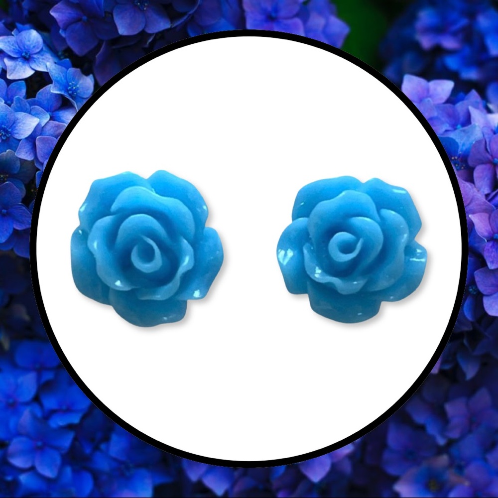 Blue Flower Stud Earrings